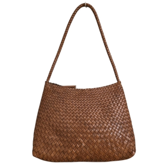 Aspen Handbags - Aspen Woven Shoulder Bag Leather Basket Weave Handbag Women’s Brown Cognac *EUC*